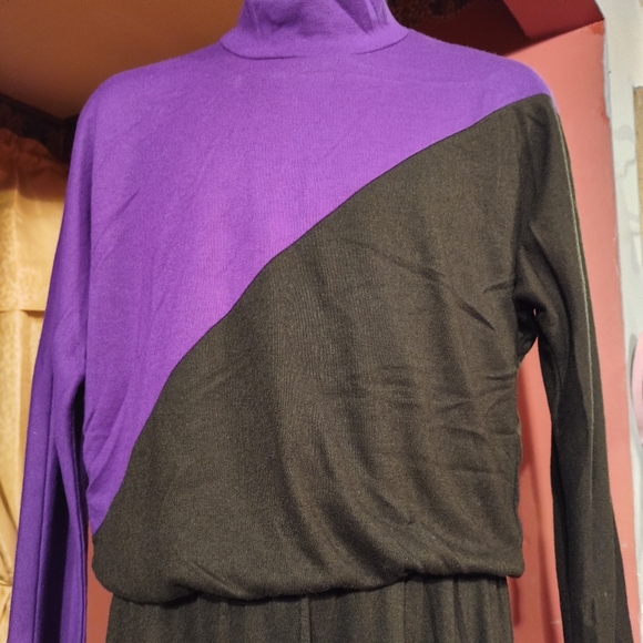 Stuart Alan Vintage Purple Black Dress 8 - Picture 3 of 6